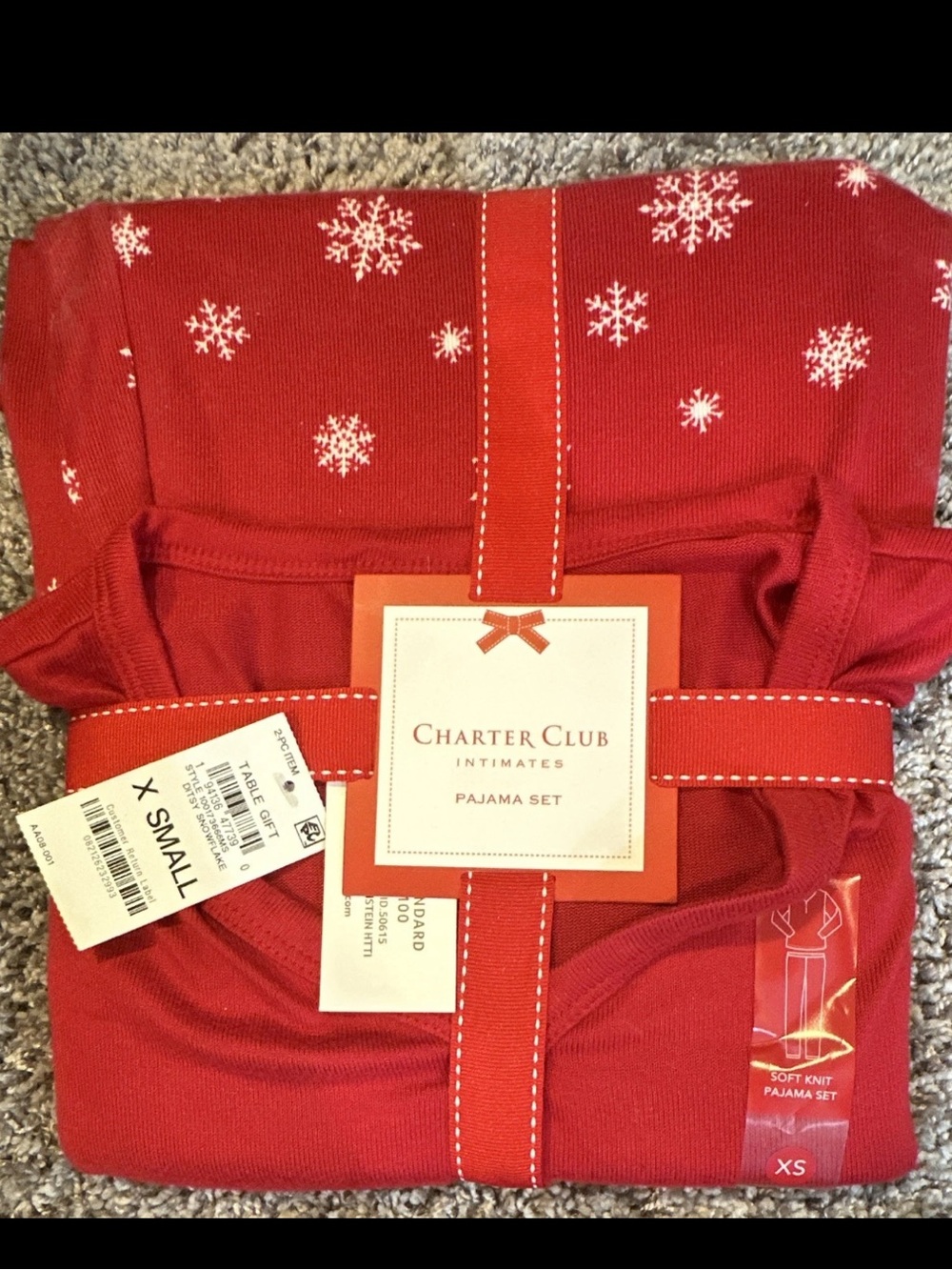 Charter Club Red Snowflake Knit Pajama Set
